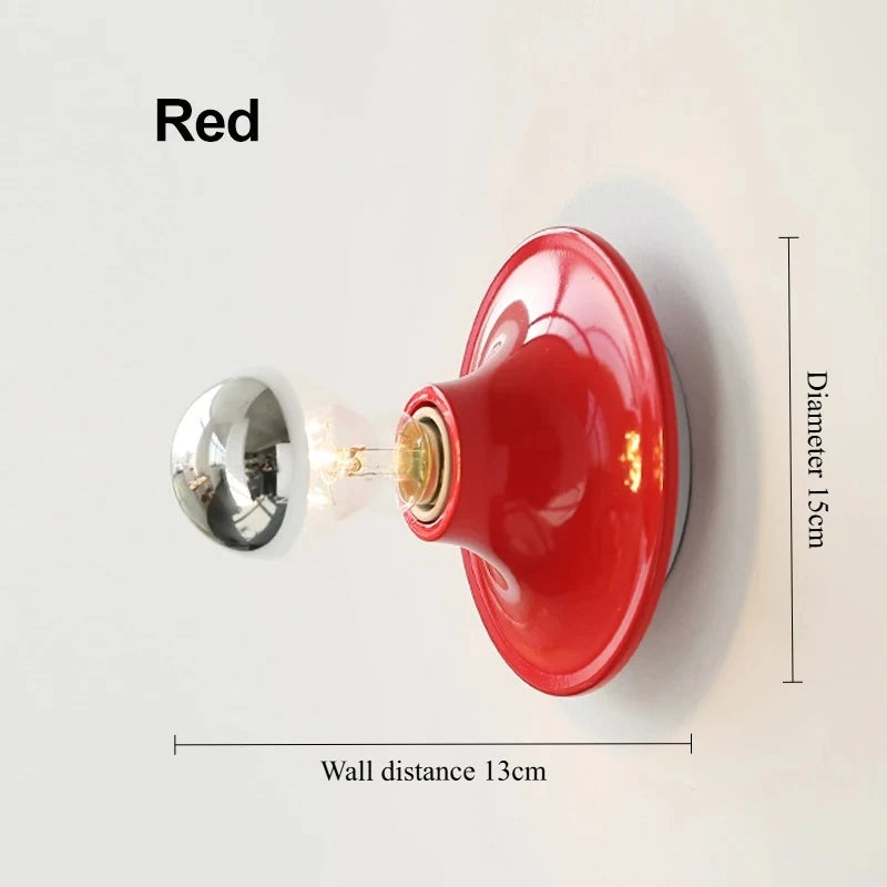 Nordic Retro Wall Lamp – 15cm Iron, 6 Colours | Bedroom & Hallway