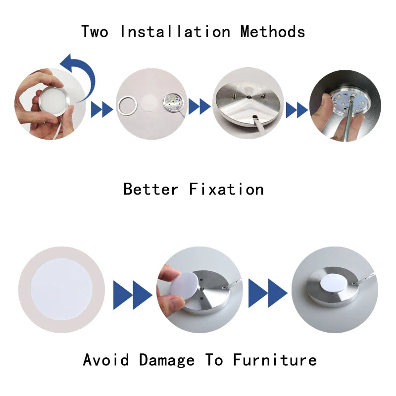 LED Puck Lights with RF Remote – Dimmable Under Cabinet Lighting