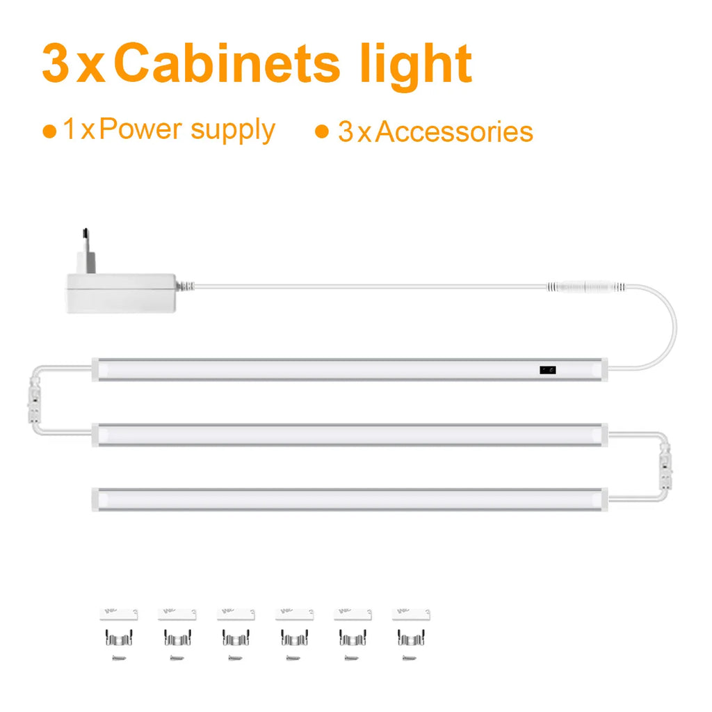 Kitchen Under Cabinet LED Lighting Kit – Linkable Bar Lights with Hand Sweep Sensor