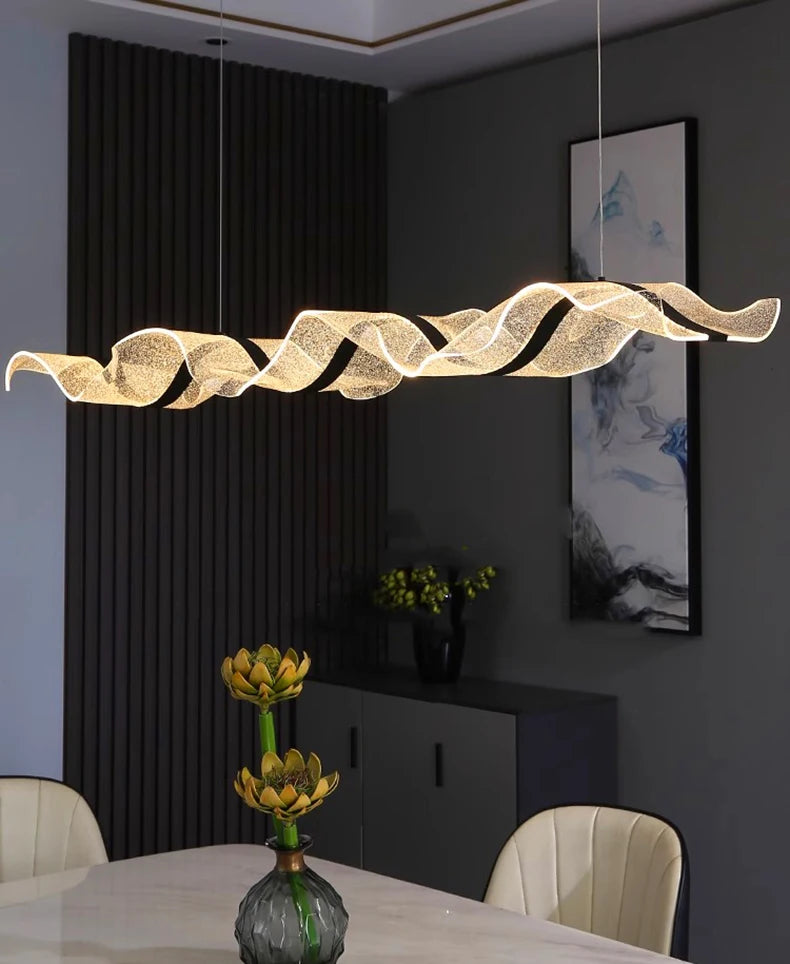 Modern LED Linear Pendant Light – Dimmable Dining Room Chandelier