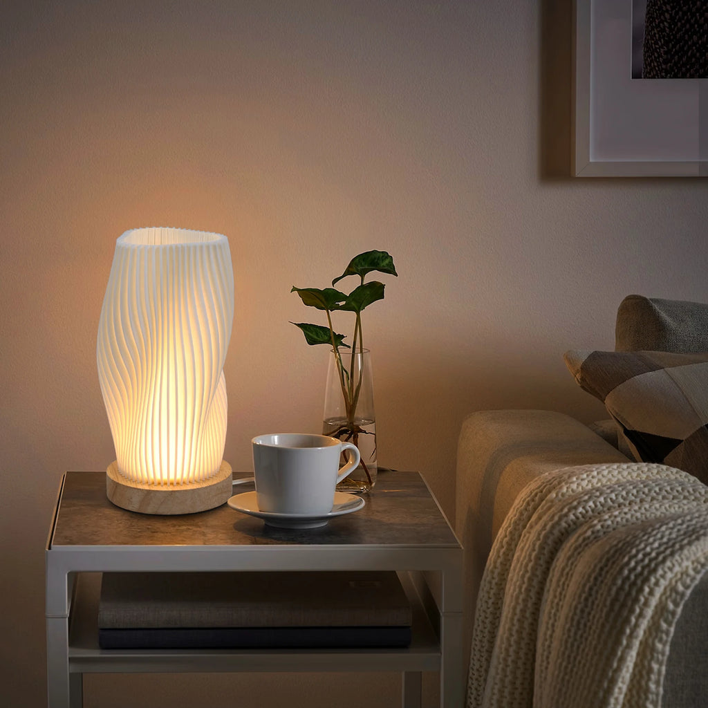 3D Printed Boho Table Lamp — Dimmable Wood Base | AlohaHome