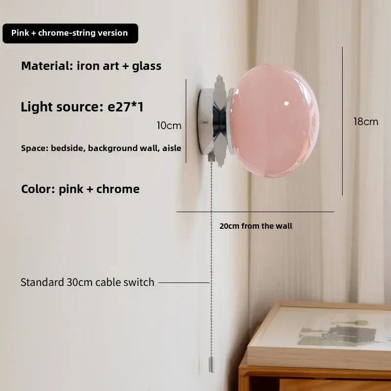 Modern Glass Ball Wall Lamp – E27 LED, Chrome & Copper Finishes