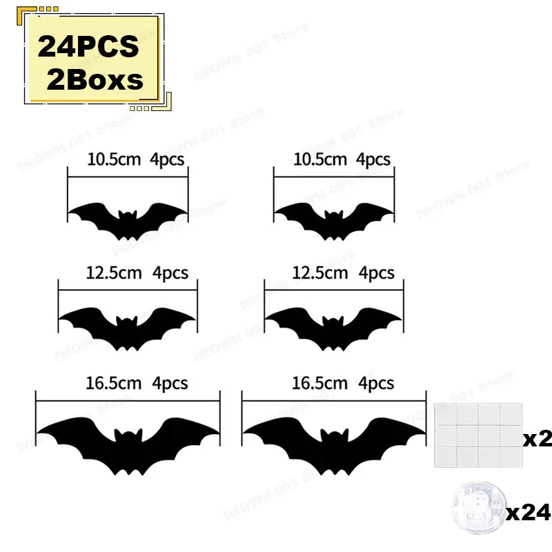 Halloween 3D Bat & Spider LED Wall Stickers