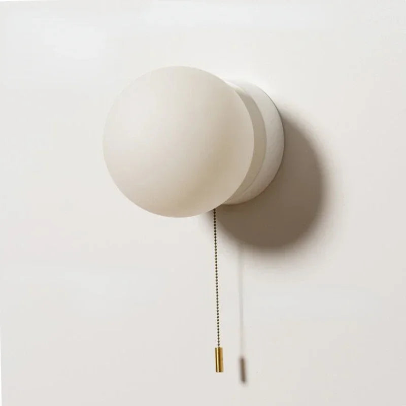 Nordic Frosted Glass Wall Lamp – G9 LED, Round Japanese Style