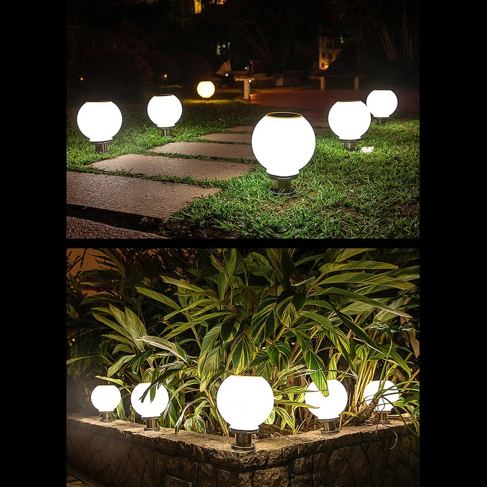 Solar Round Ball Column Lamp – Outdoor Garden & Courtyard Light