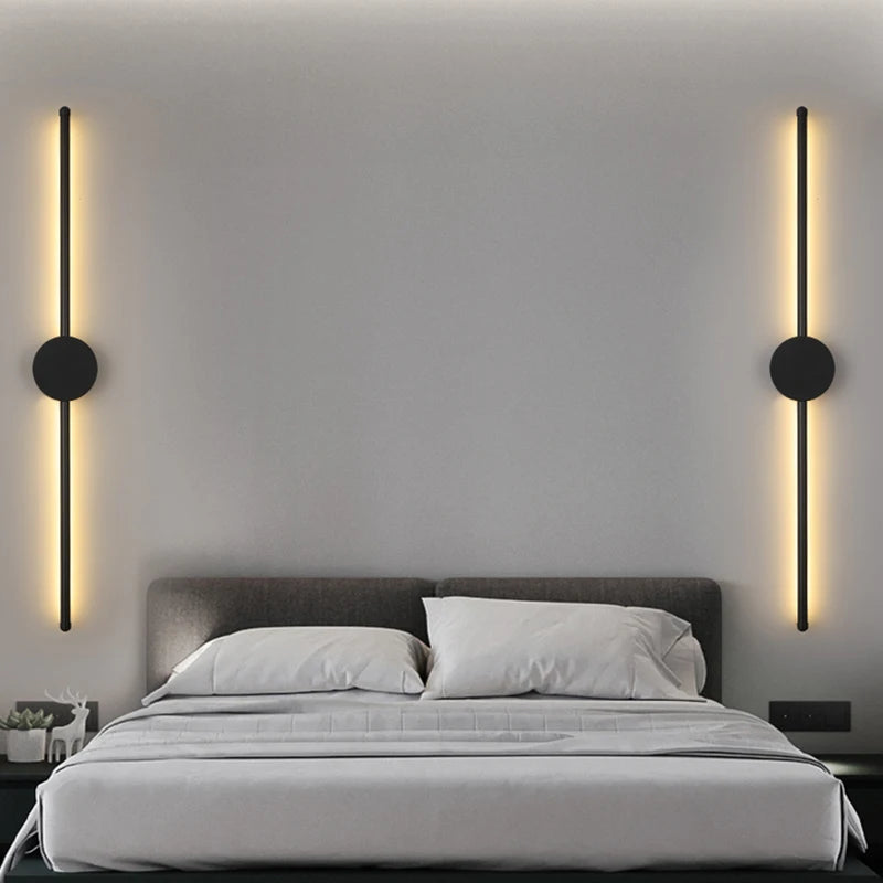 Modern Black LED Bar Wall Lamp – Dimmable, 60/80/100 cm