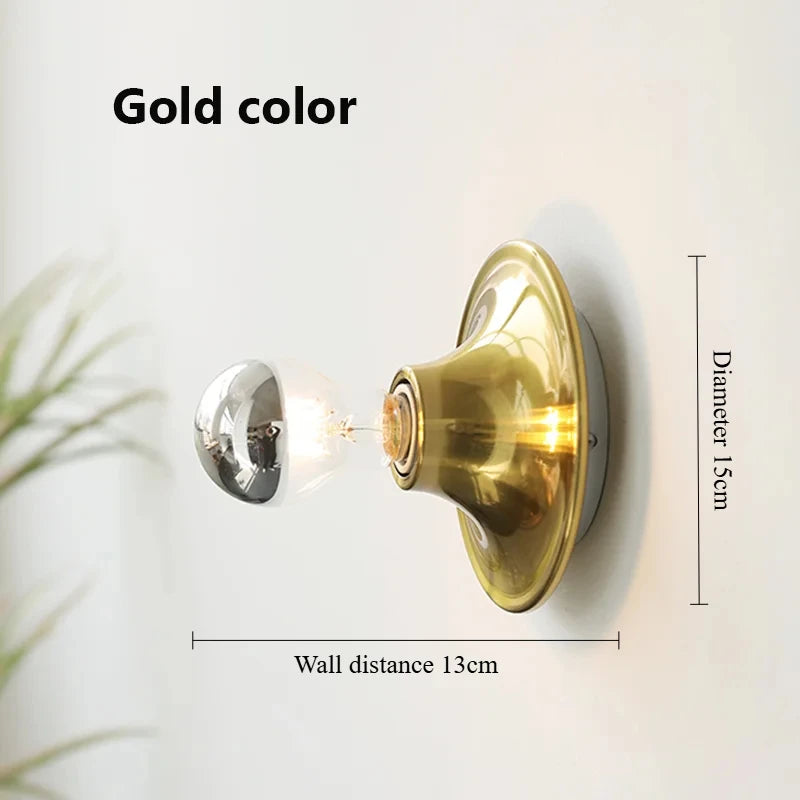 Nordic Retro Wall Lamp – 15cm Iron, 6 Colours | Bedroom & Hallway