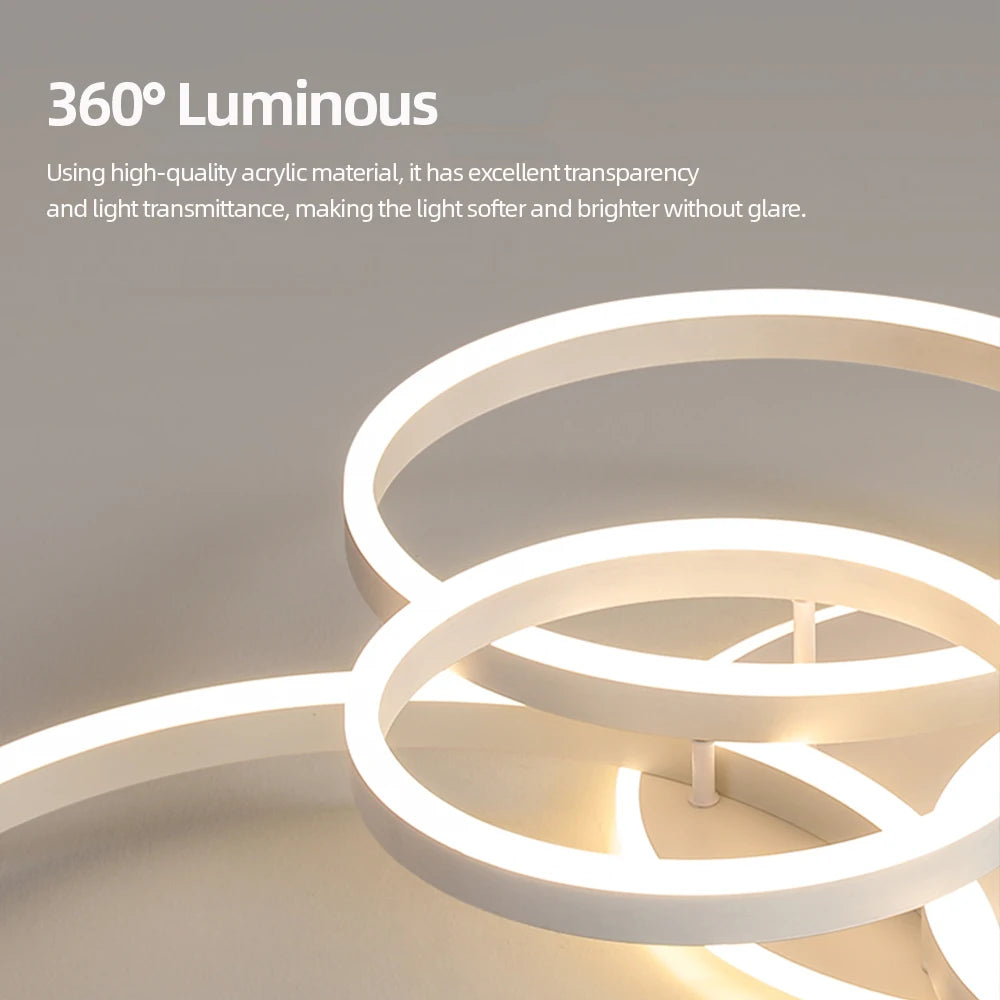 Modern LED Dimmable Ceiling Chandelier – Remote Control, 1–6 Heads