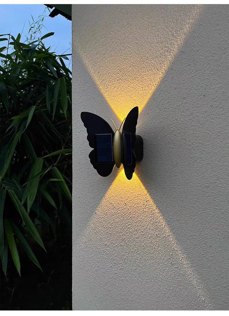 Schmetterling Solar-Wandleuchte | LED | Warm & Weiß | Gartendekoration