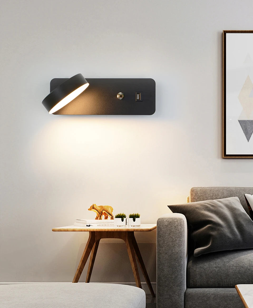 Smart Touch LED Wall Light — 3-Color Dimmable with USB Port