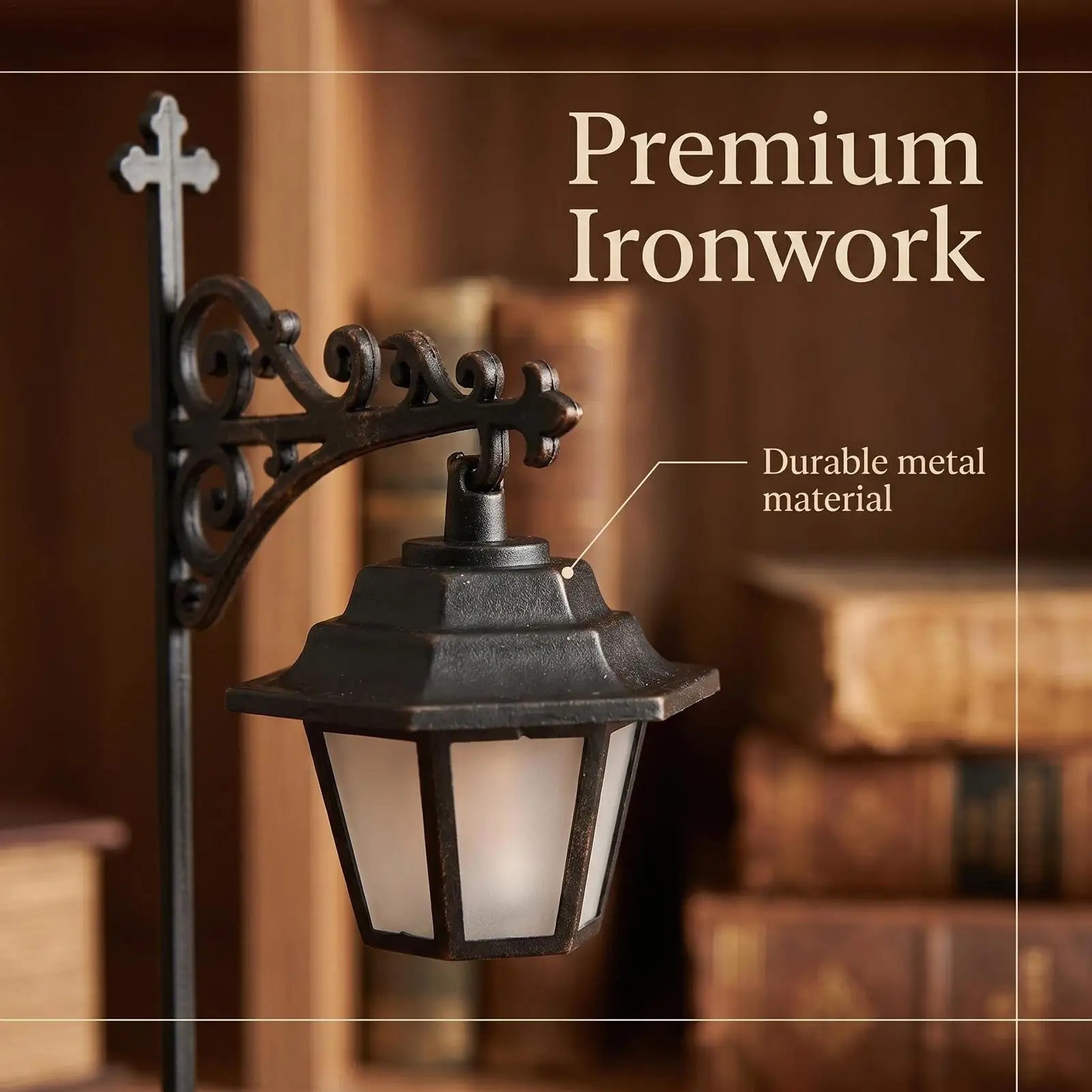 Vintage Library Lantern LED Bookshelf Lamp – Warm Light, Book Corner Decor