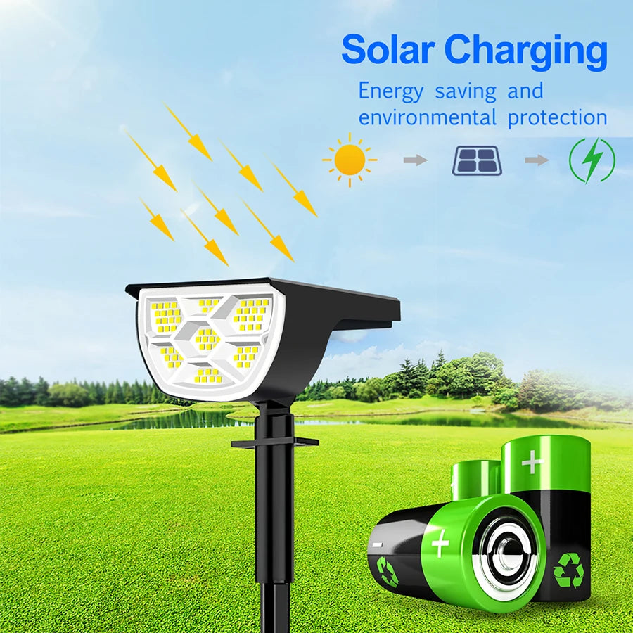 Solar-Landschaftsstrahler | 68–72 LEDs | 3 Modi | IP65