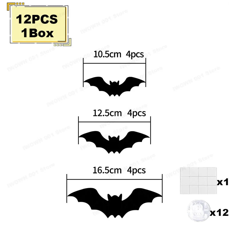 Halloween 3D Bat & Spider LED Wall Stickers