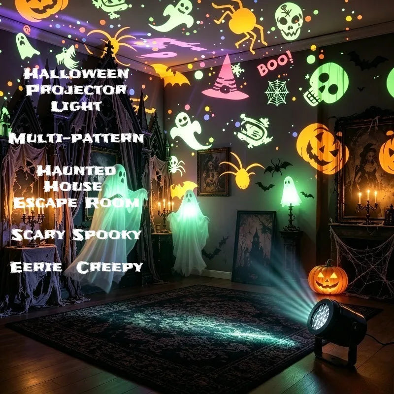 Halloween LED Projector Light – USB-Powered Rotating Patterns