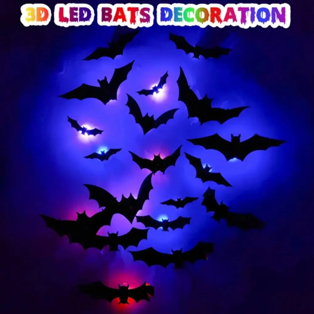 Halloween 3D Bat & Spider LED Wall Stickers