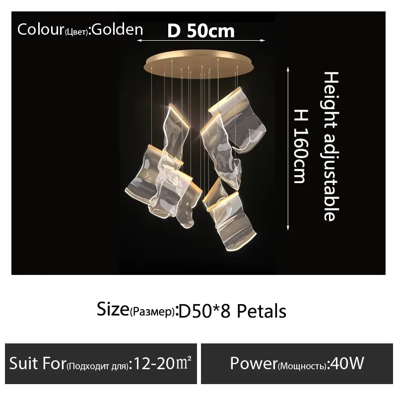 Art Design Streamers Luxury LED Chandelier – 6 to 25 Heads | Villa & Staircase