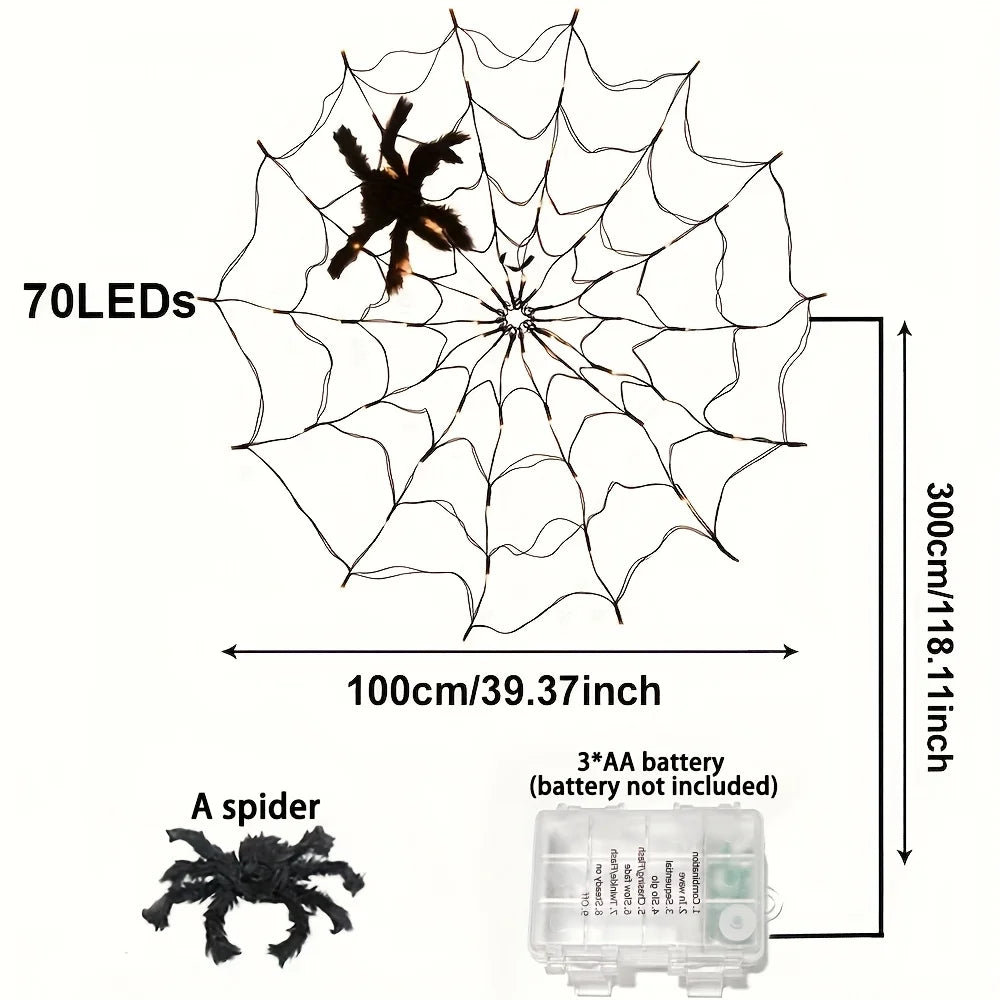 Halloween LED Spider Web Lights with Plush Spider