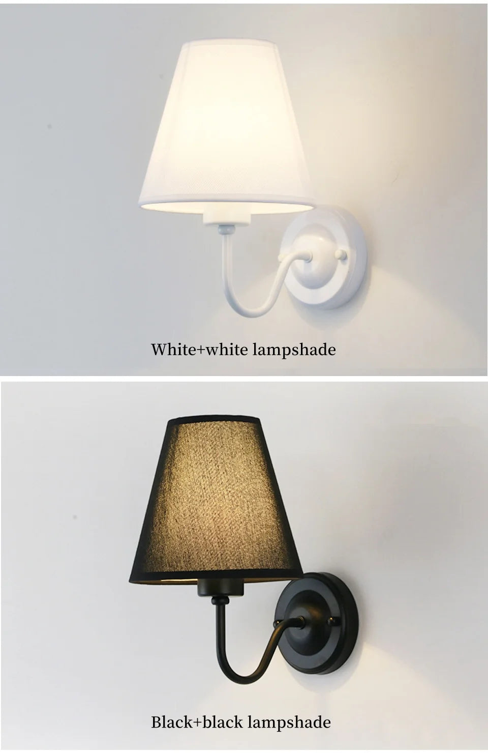Retro E27 Fabric Wall Lamp – Iron & Cloth, 4 Shade Colors