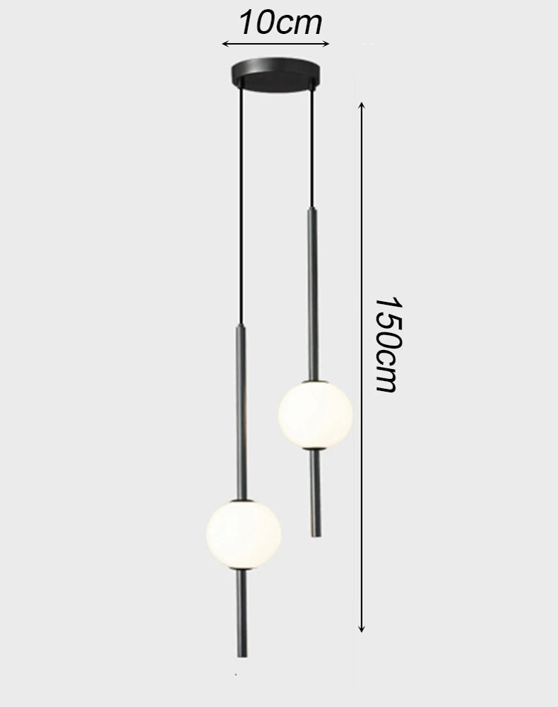 Modern LED Bedside Pendant Light – 1 or 2 Heads, 4 Light Modes