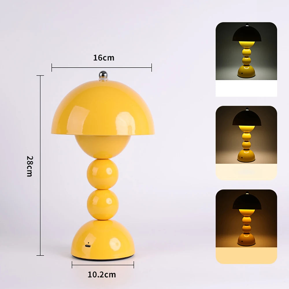 Nordic Touch LED Tischlampe — 3-Farben Stufenloses Dimmen, Akkubetrieben