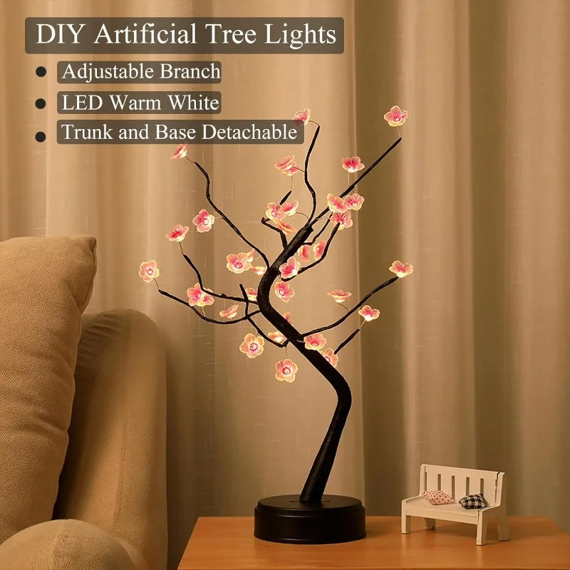Kirschblüten-Bonsai-Nachtlicht — LED-Baumlampe mit Berührungssensor