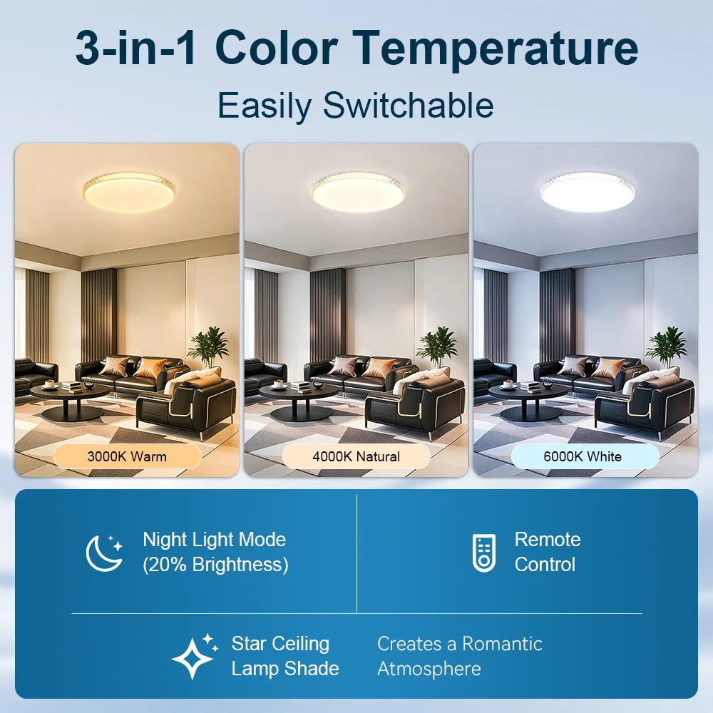 LED Deckenleuchte mit Fernbedienung – Dimmbar & RGB
