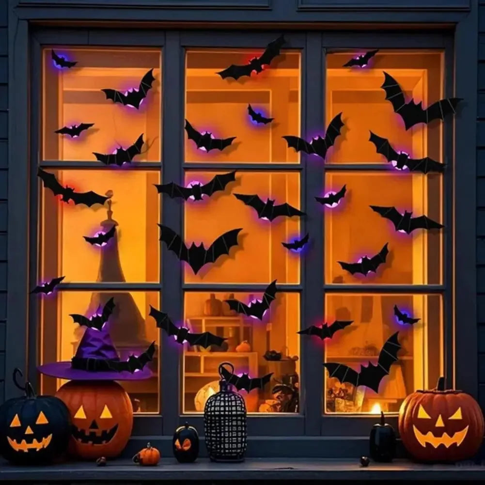 Halloween 3D Bat & Spider LED Wall Stickers