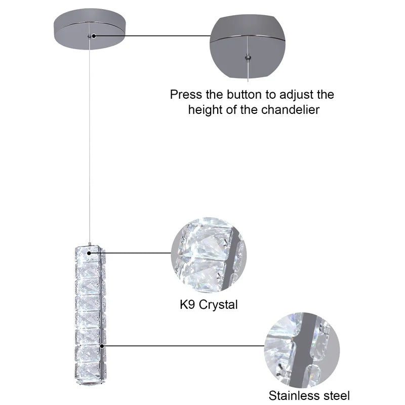 Creative Crystal LED Chandelier Pendant Lamp – E14 Hanging Light