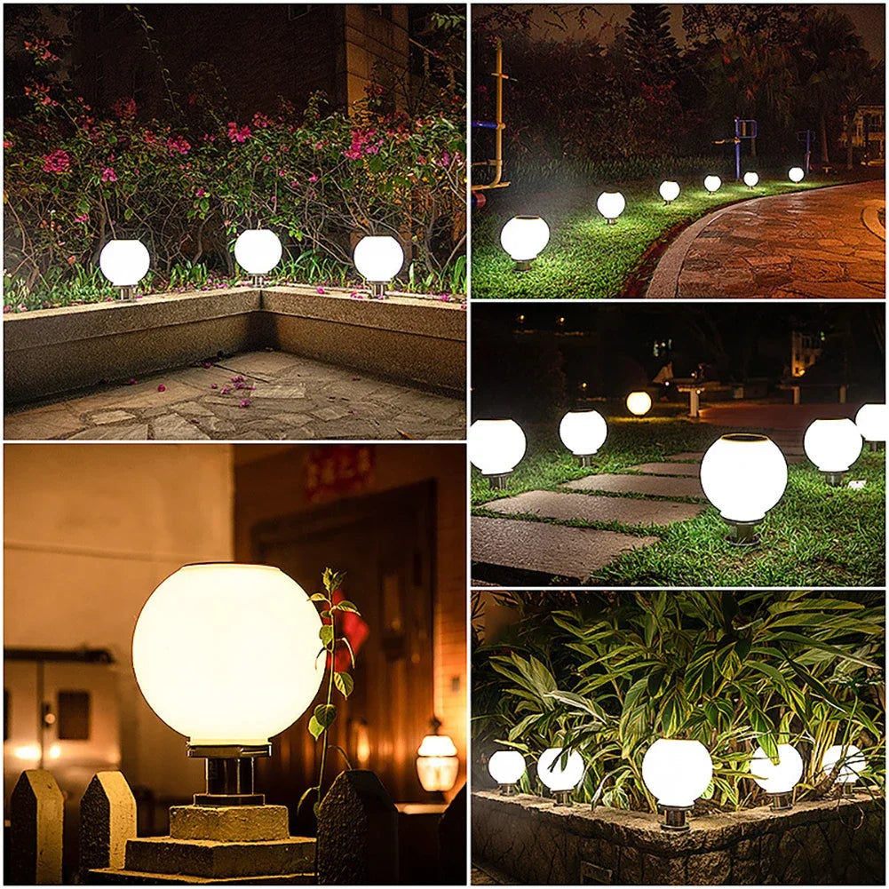 Solar Round Ball Column Lamp – Outdoor Garden & Courtyard Light