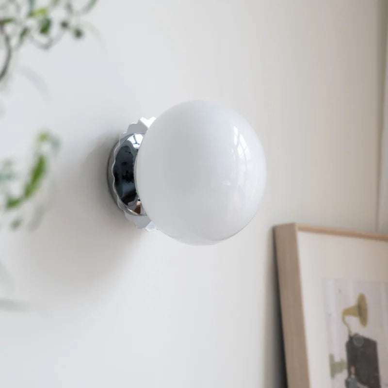Modern Glass Ball Wall Lamp – E27 LED, Chrome & Copper Finishes