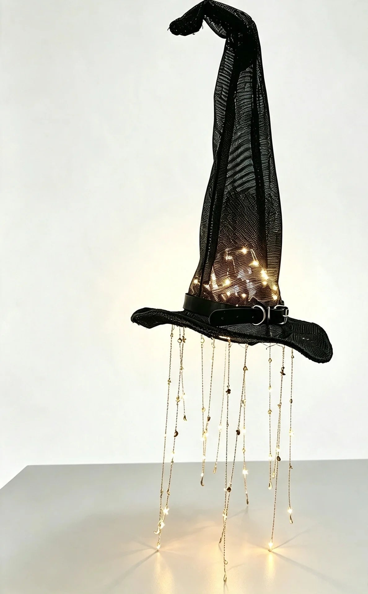 Halloween Light-Up Witch Hat Hanging Decoration with Stars