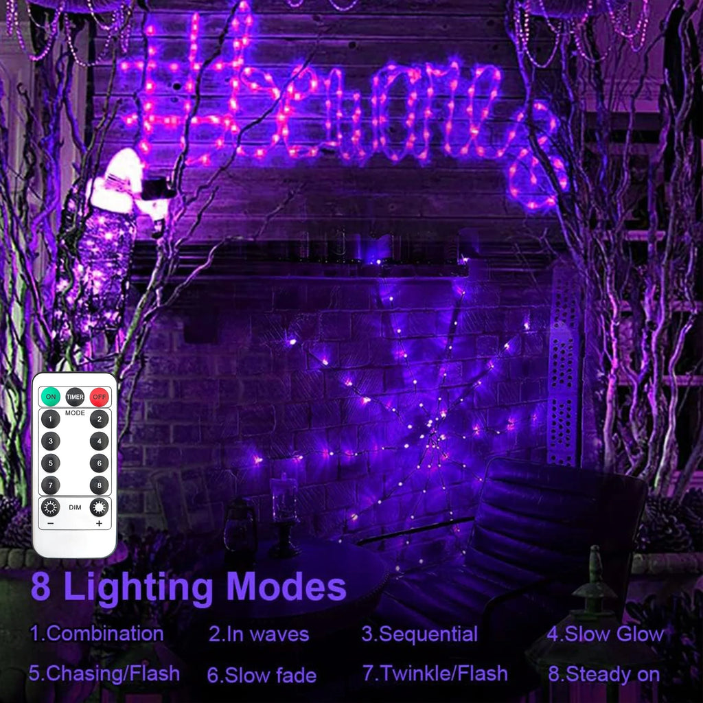 Halloween LED Spider Web Lights with Plush Spider