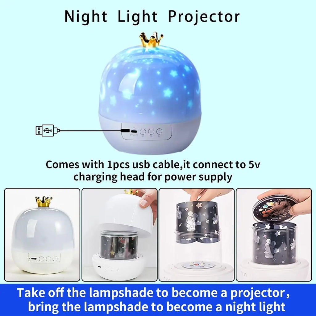Star & Ocean LED Night Light Projector – 5 Films, 4 Colours, 360° Rotation