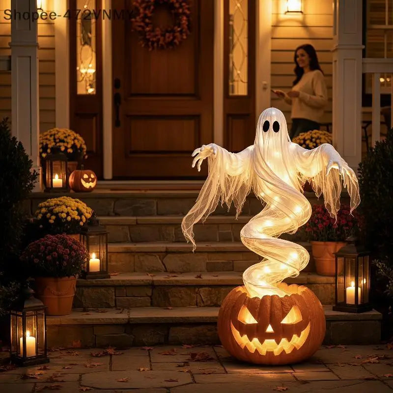 Halloween Ghost & Pumpkin LED Decoration – 20 cm