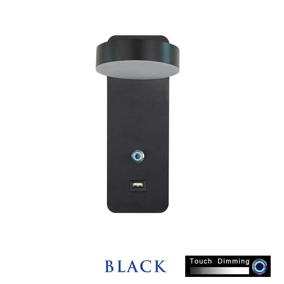 Smart Touch LED Wall Light — 3-Color Dimmable with USB Port