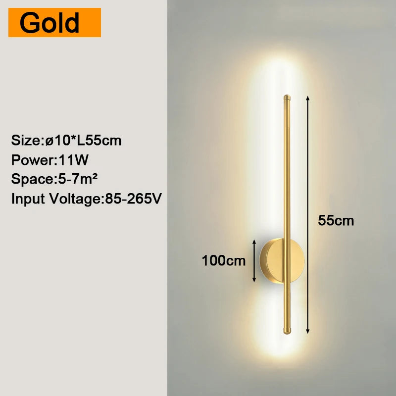 Modern LED Wall Sconce – Black or Gold, 5 Sizes, 4 Light Modes