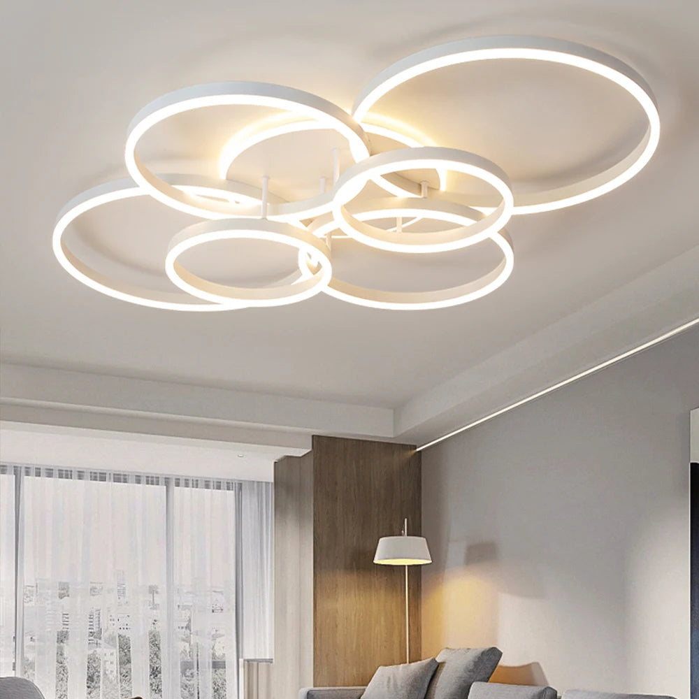 Modern LED Dimmable Ceiling Chandelier – Remote Control, 1–6 Heads
