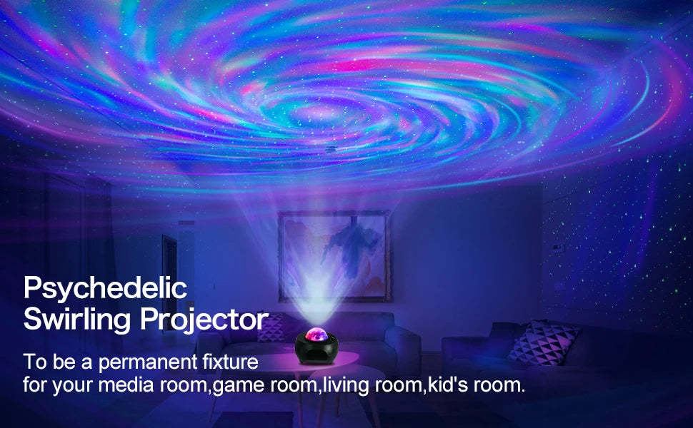 Stars Galaxy Projector Night Light – USB, Atmosphere Lamp for Bedroom & Living Room