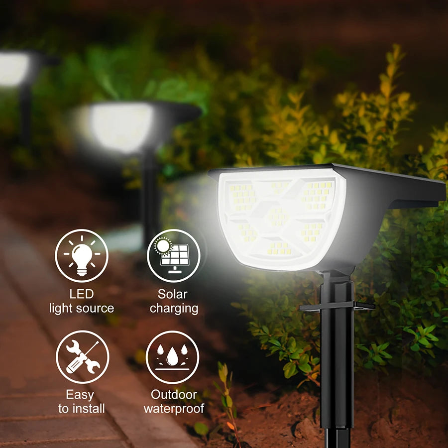 Solar-Landschaftsstrahler | 68–72 LEDs | 3 Modi | IP65