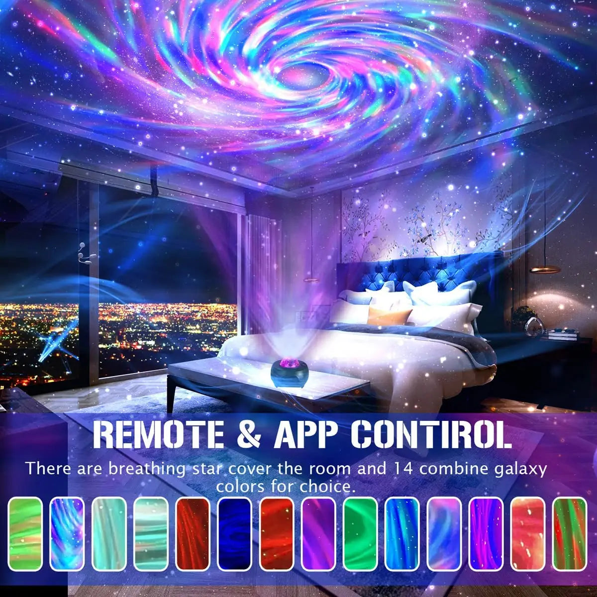 Stars Galaxy Projector Night Light – USB, Atmosphere Lamp for Bedroom & Living Room