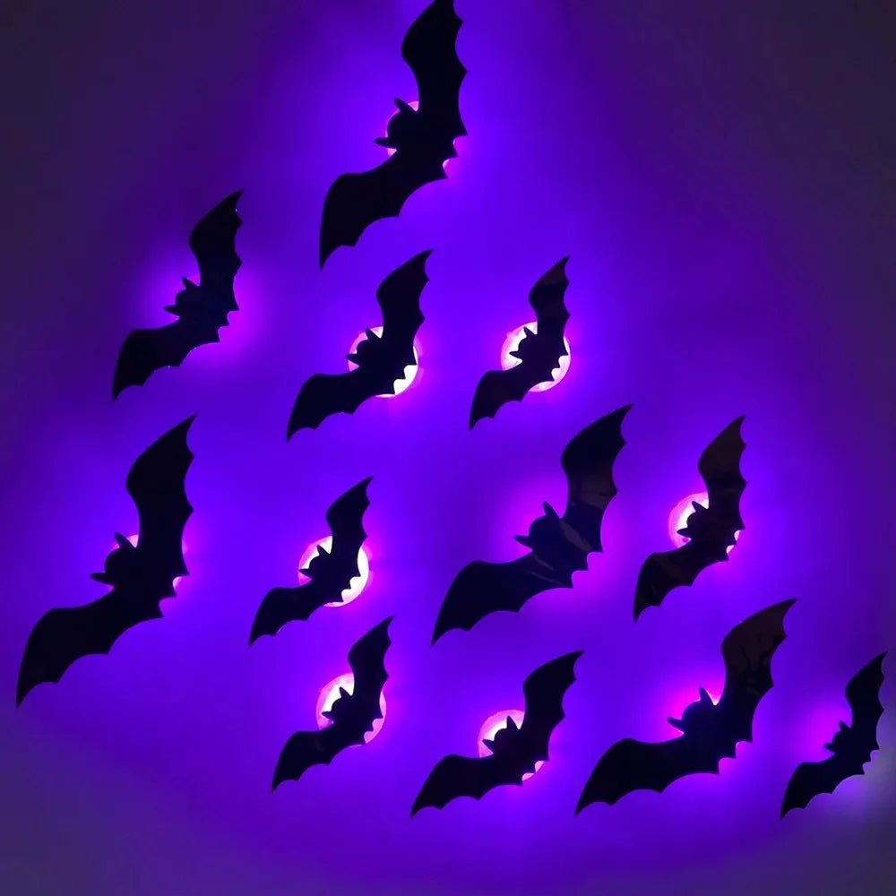 Halloween 3D Bat & Spider LED Wall Stickers