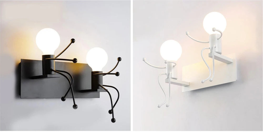 Creative Metal Robot Wall Lamp – E27 LED, 14 Colors
