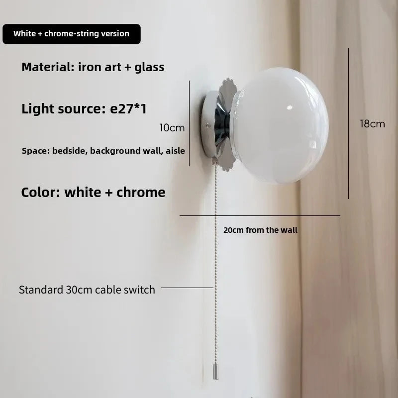 Modern Glass Ball Wall Lamp – E27 LED, Chrome & Copper Finishes