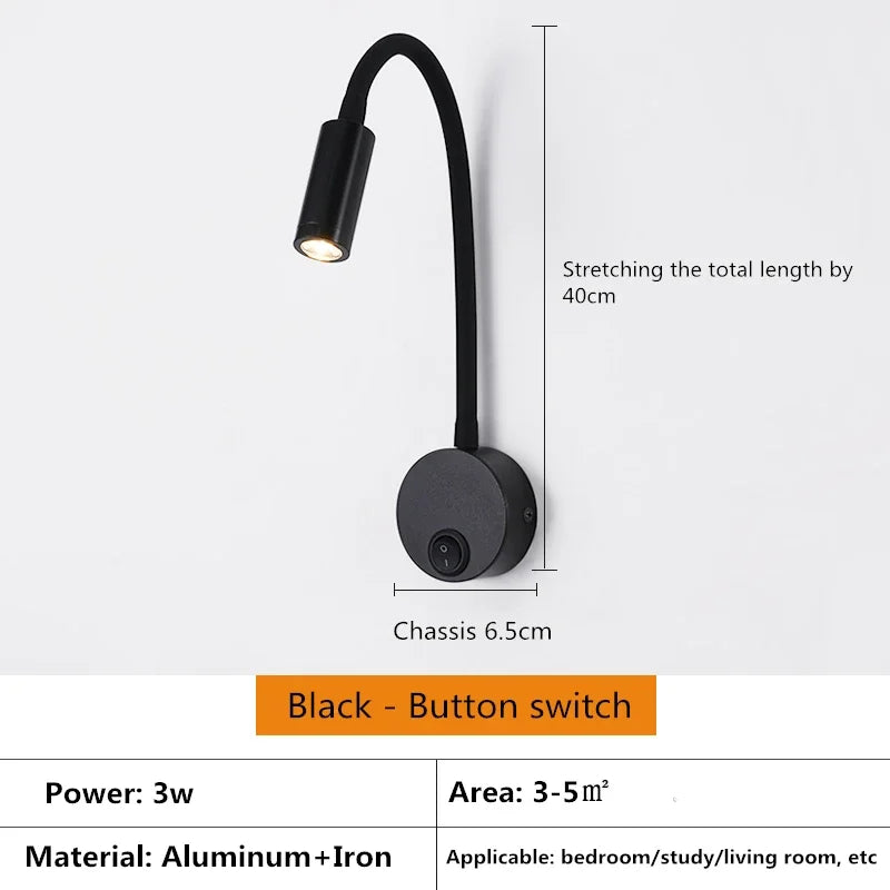 LED Gooseneck Wall Lamp – 360° Rotating Spotlight