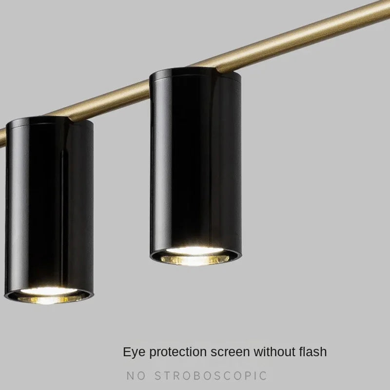 Modern Long Chandelier Pendant Light – Black Gold LED Ceiling Lamp