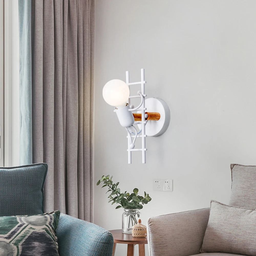 Creative Metal Robot Wall Lamp – E27 LED, 14 Colors