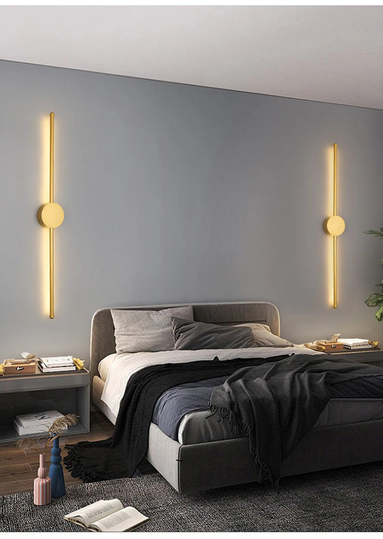 Modern Black LED Bar Wall Lamp – Dimmable, 60/80/100 cm