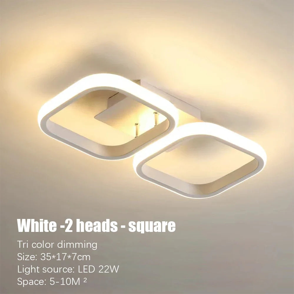 Nordic LED Ceiling Lamp – Square & Round, 20W/30W, 3-Colour Light