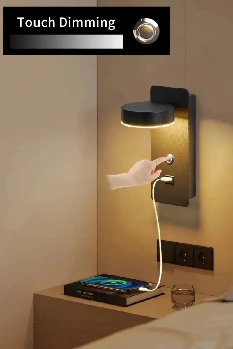 Modern LED Bedside Wall Lamp – Touch Switch, 3 Color Modes, 11W