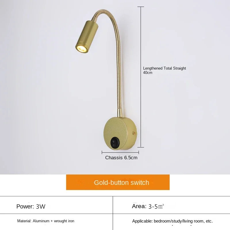 LED Gooseneck Wall Lamp – 360° Rotating Spotlight